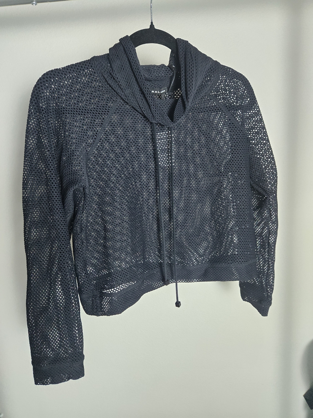 Koral Black Open Mesh Pullover Hoodie